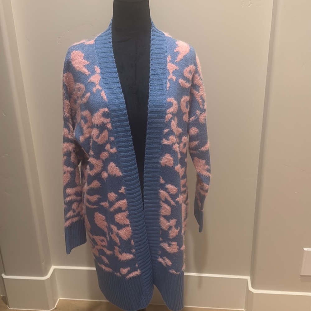 Blue and Pink Women's fuzzy sweater